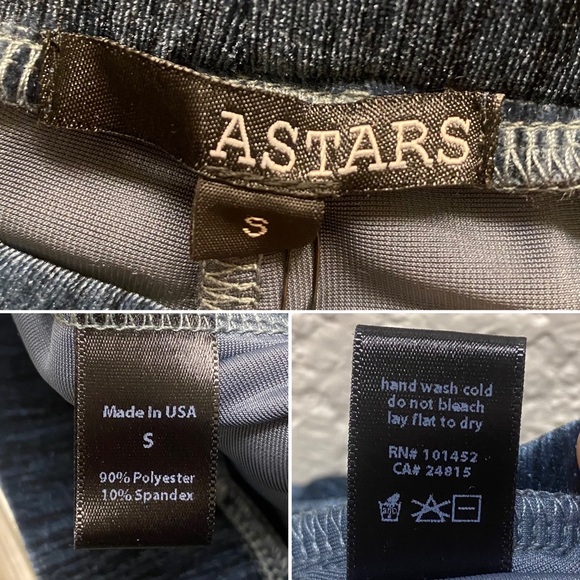 ASTARS Nashville Bell Midnight Velour Velvet Flare Pants Long Blue Small NWT - Picture 4 of 12